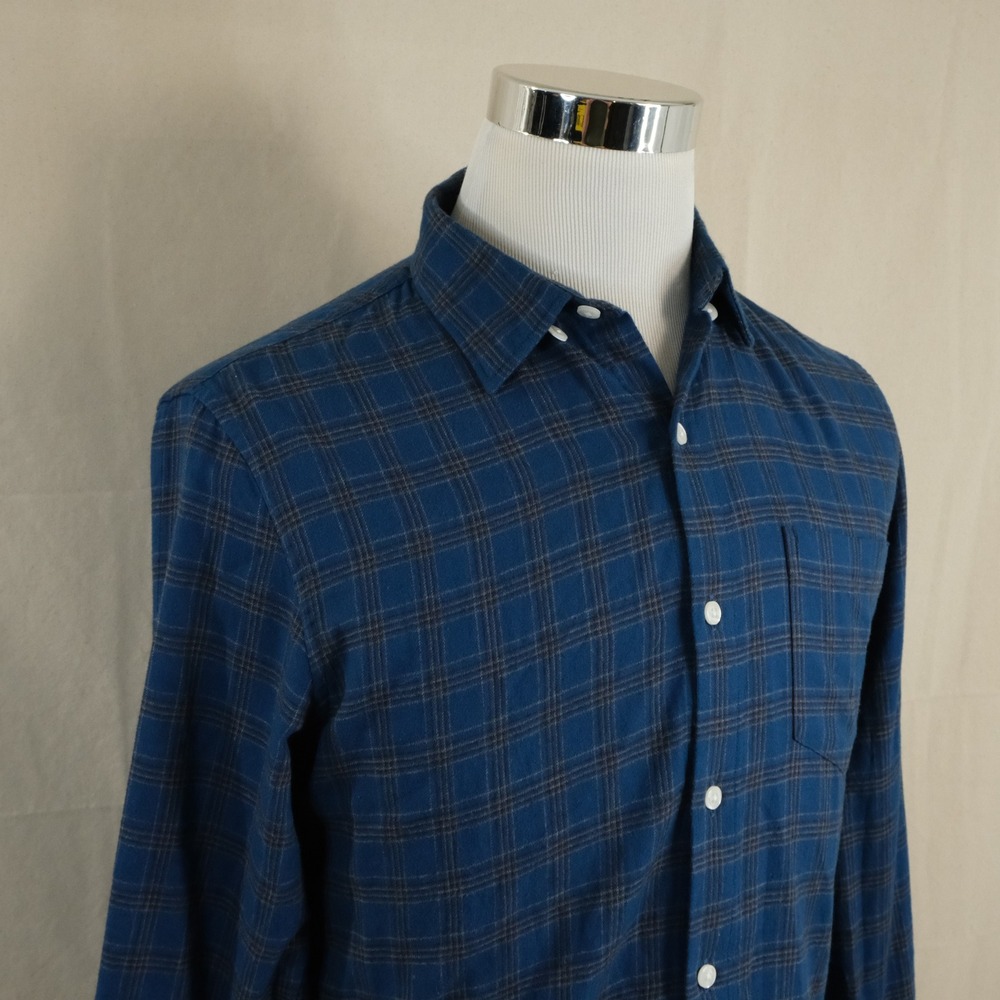 Bonobos Medium Tailored Slim Fit Button Down Blue Plaid Flannel Shirt Mens
